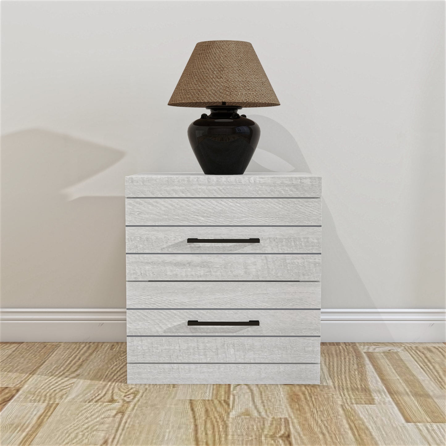 Galano Hamsper 2-Drawer Nightstand with Storage – Dusty Grey Oak