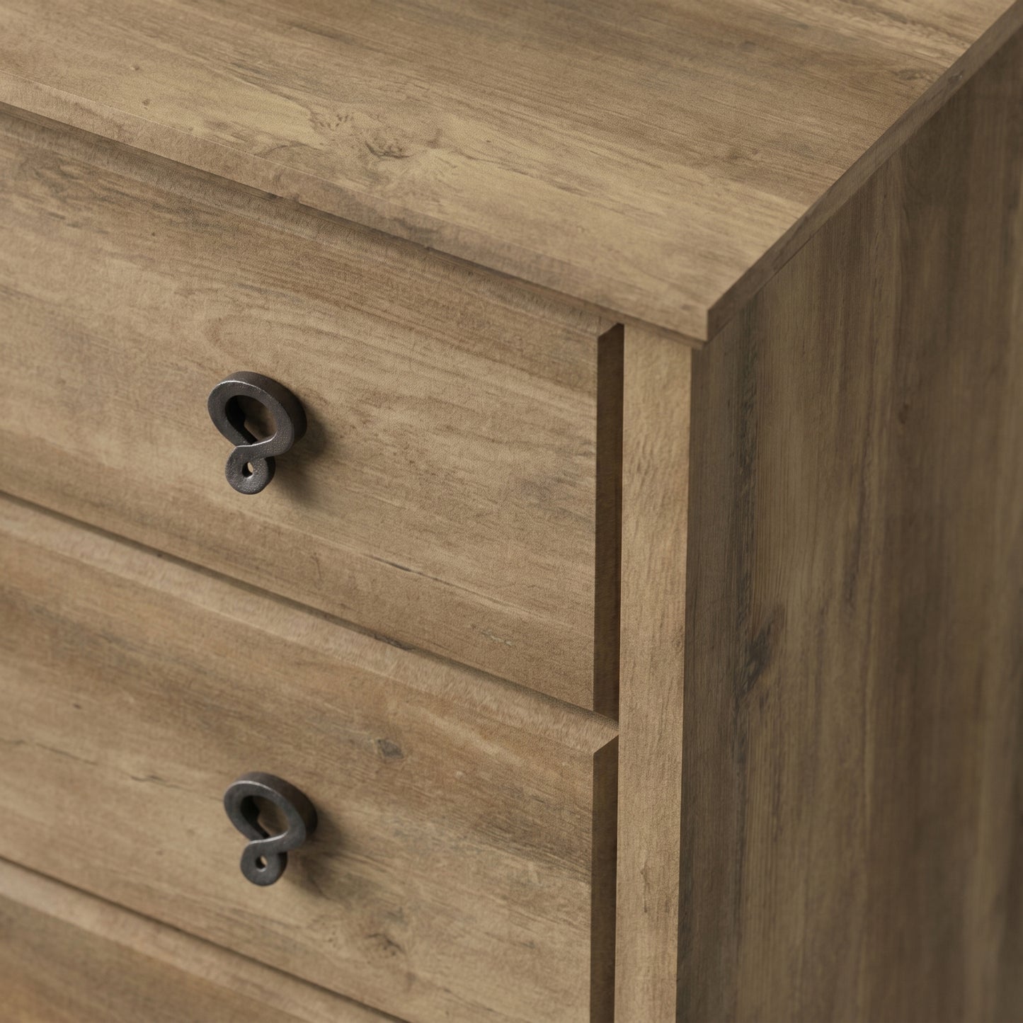 5-Drawer Chest with Interlock and Solid Wood Tapered Legs, Knotty Oak