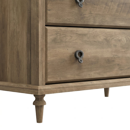 5-Drawer Chest with Interlock and Solid Wood Tapered Legs, Knotty Oak