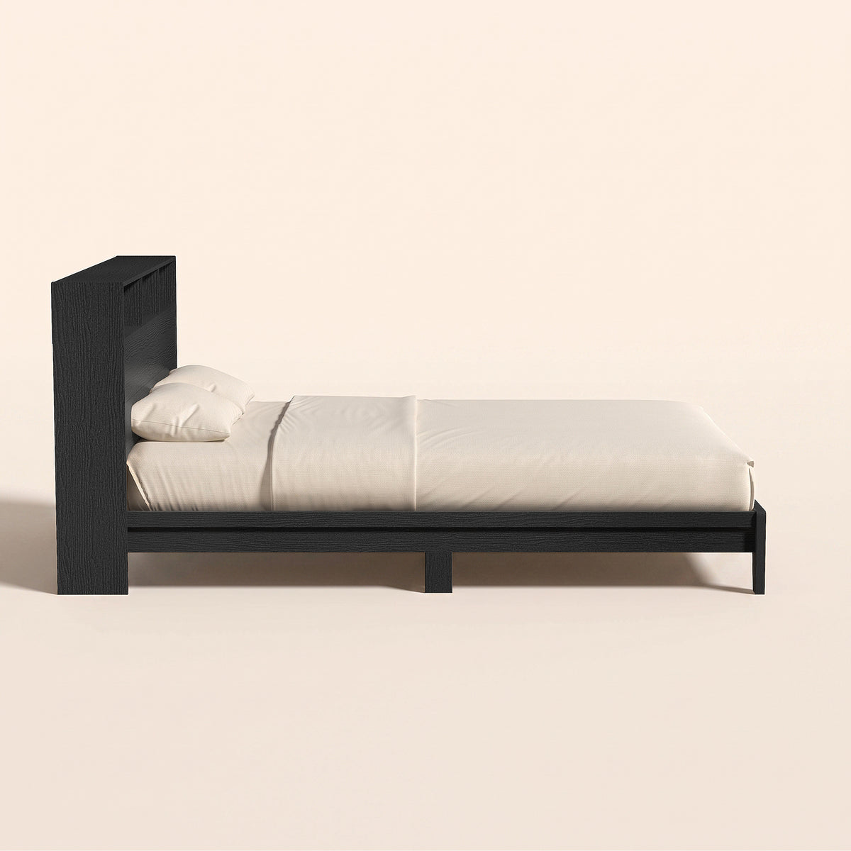 GALANO Queen Platform Bed with Bookcase Headboard and Shelf Storage, 64.5"