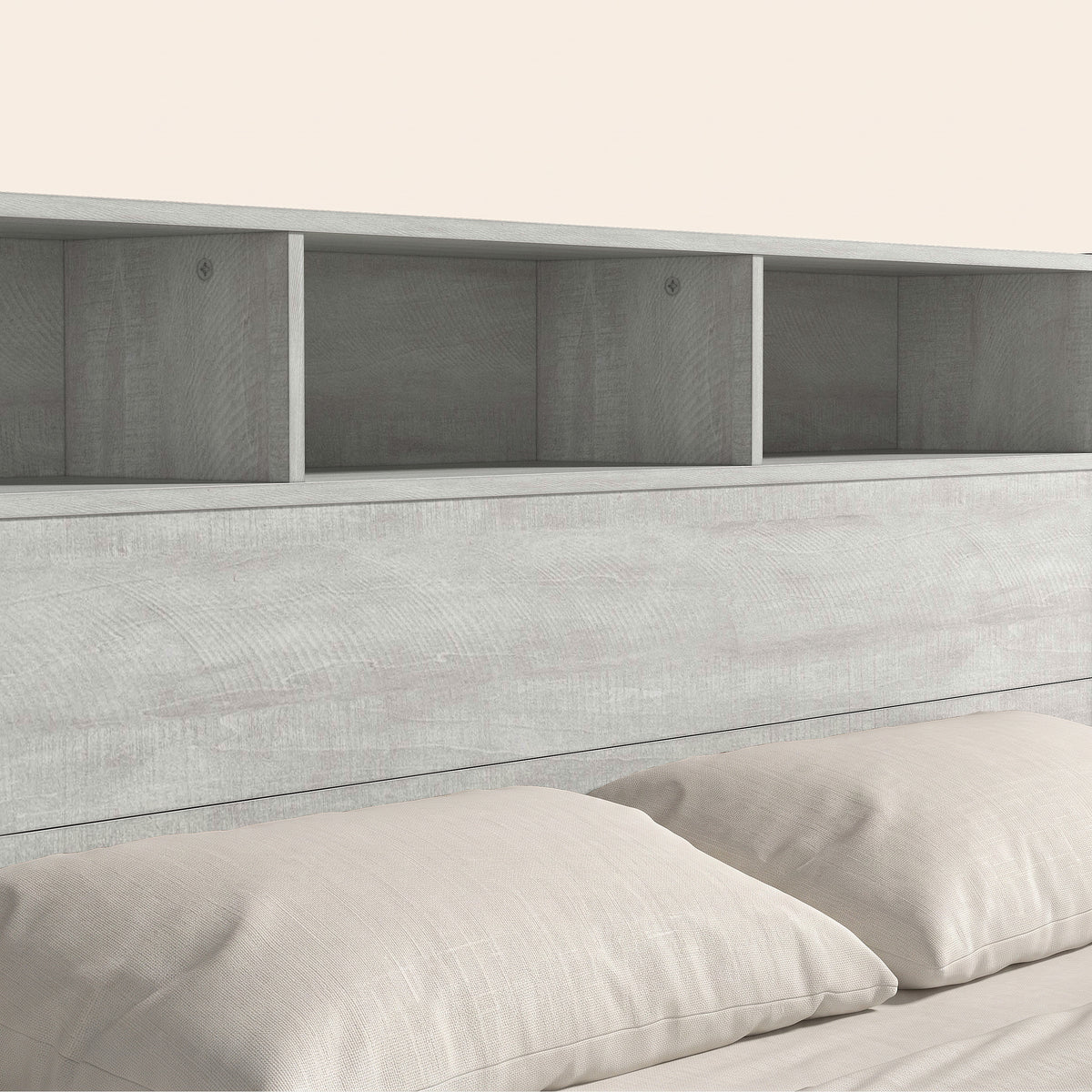 GALANO Queen Platform Bed with Bookcase Headboard and Shelf Storage, 64.5"