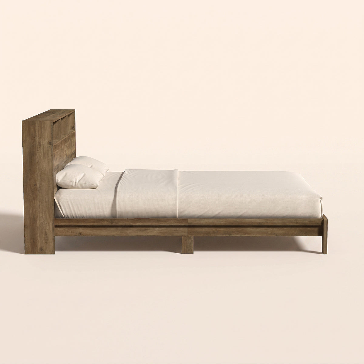 GALANO Queen Platform Bed with Bookcase Headboard and Shelf Storage, 64.5"