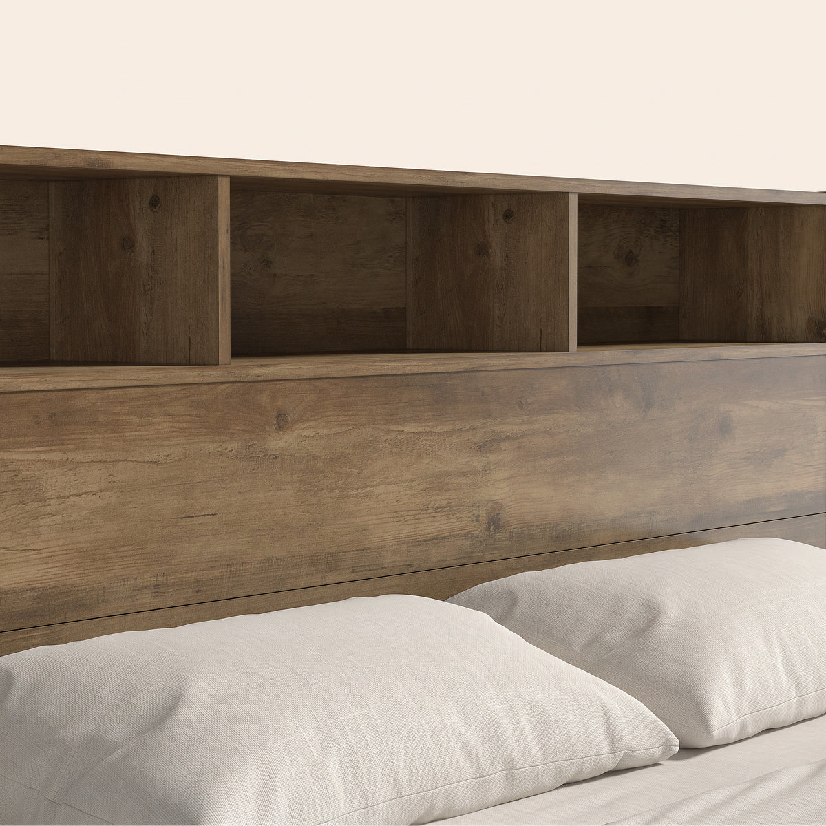 GALANO Queen Platform Bed with Bookcase Headboard and Shelf Storage, 64.5"