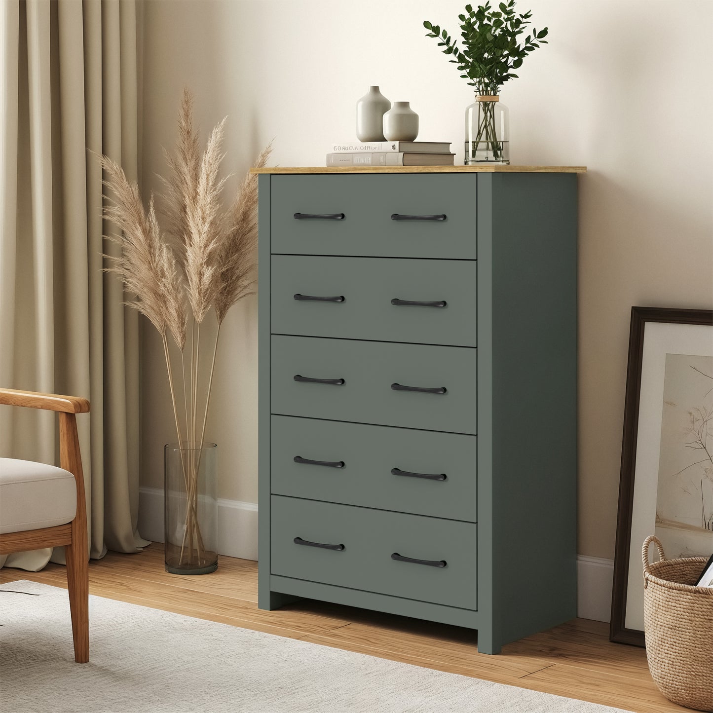 Galano 5-Drawer Dresser with Interlock Safety 31.1" W × 16.3" D × 46.7" H