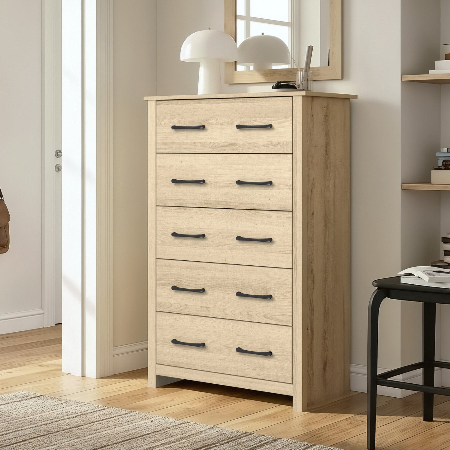 Galano 5-Drawer Dresser with Interlock Safety 31.1" W × 16.3" D × 46.7" H