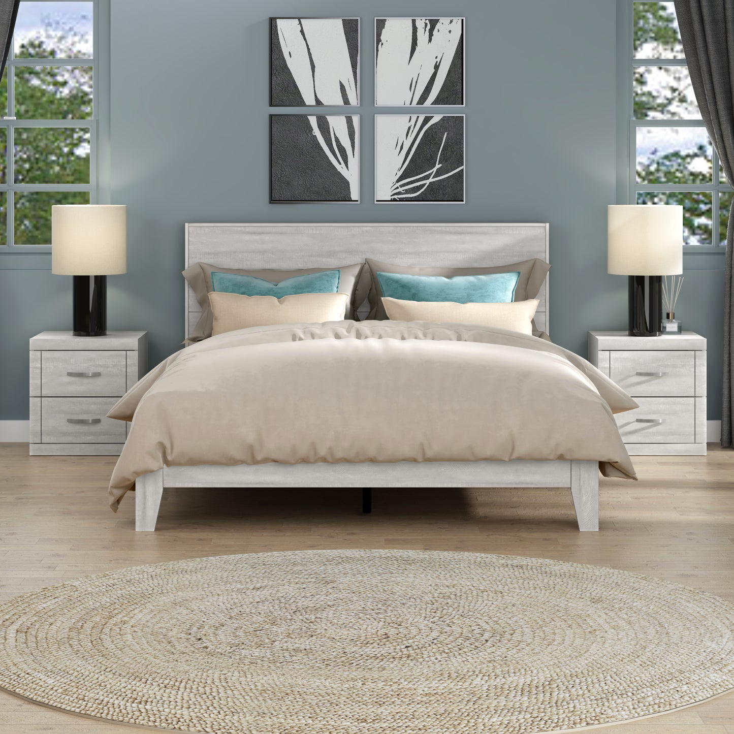 Galano Modern 2-Drawer Nightstand Set of 2 18.9" W × 16.3" D × 20.3" H
