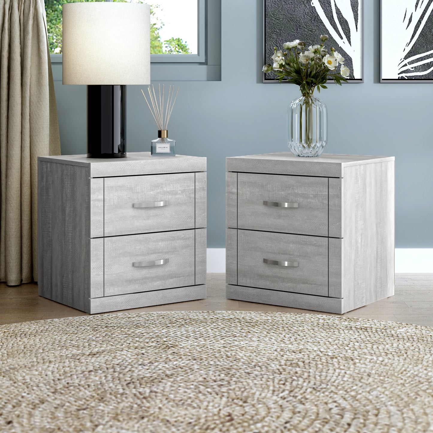 Galano Modern 2-Drawer Nightstand Set of 2 18.9" W × 16.3" D × 20.3" H