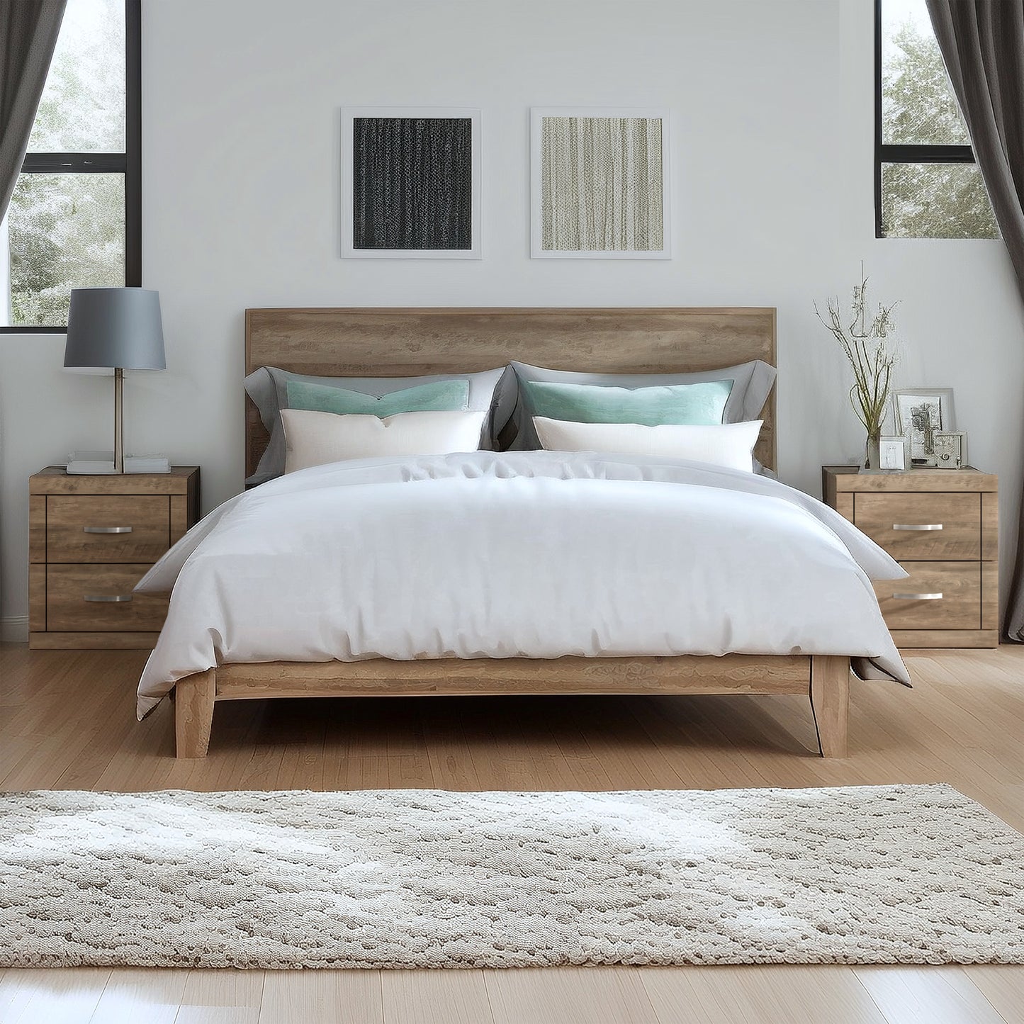 Galano Modern 2-Drawer Nightstand Set of 2 18.9" W × 16.3" D × 20.3" H