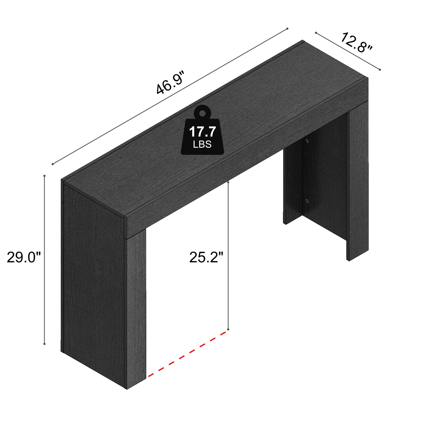 Galano Console Table with Slim Rectangular Top 46.9" W x 12.8" D x 29" H