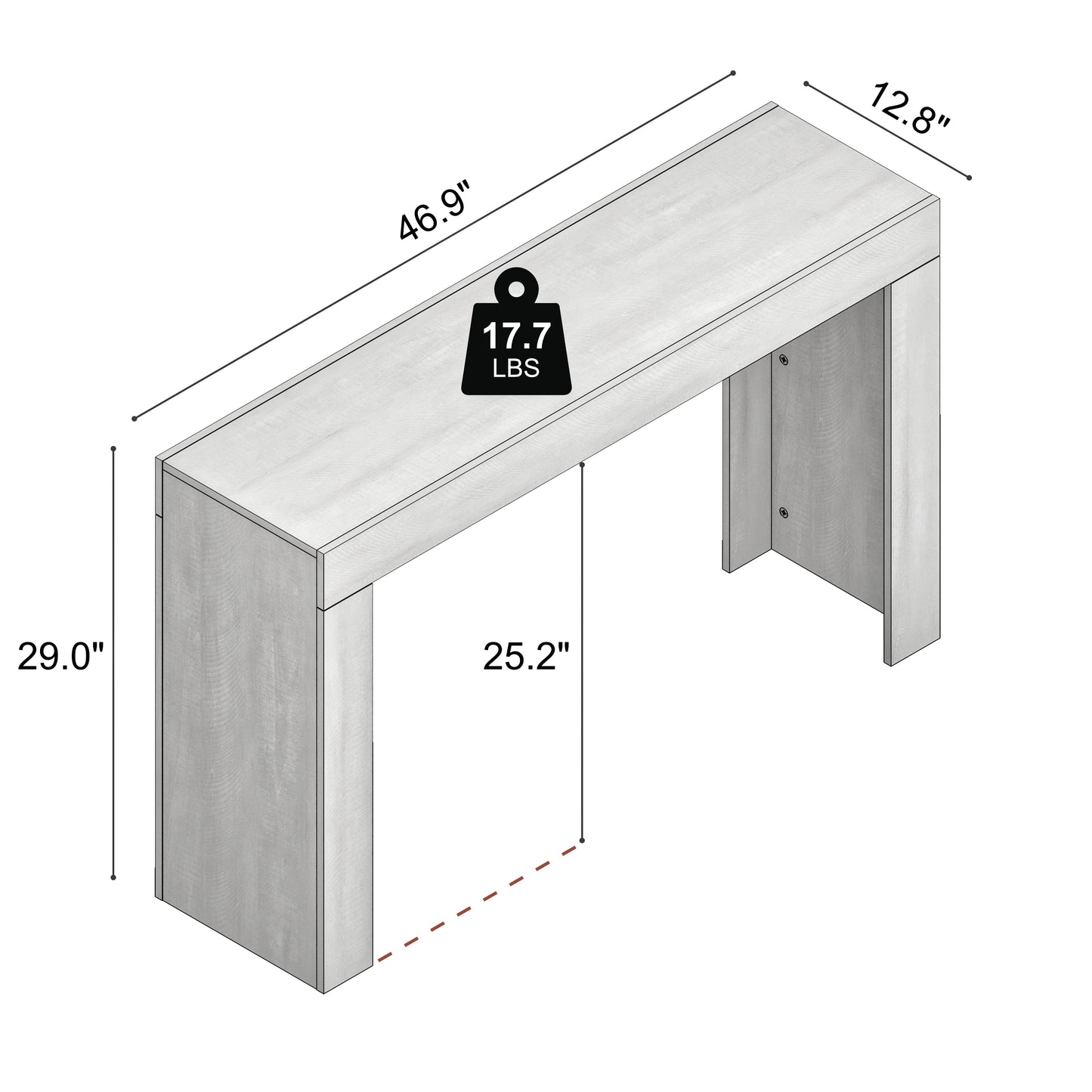 Galano Console Table with Slim Rectangular Top 46.9" W x 12.8" D x 29" H