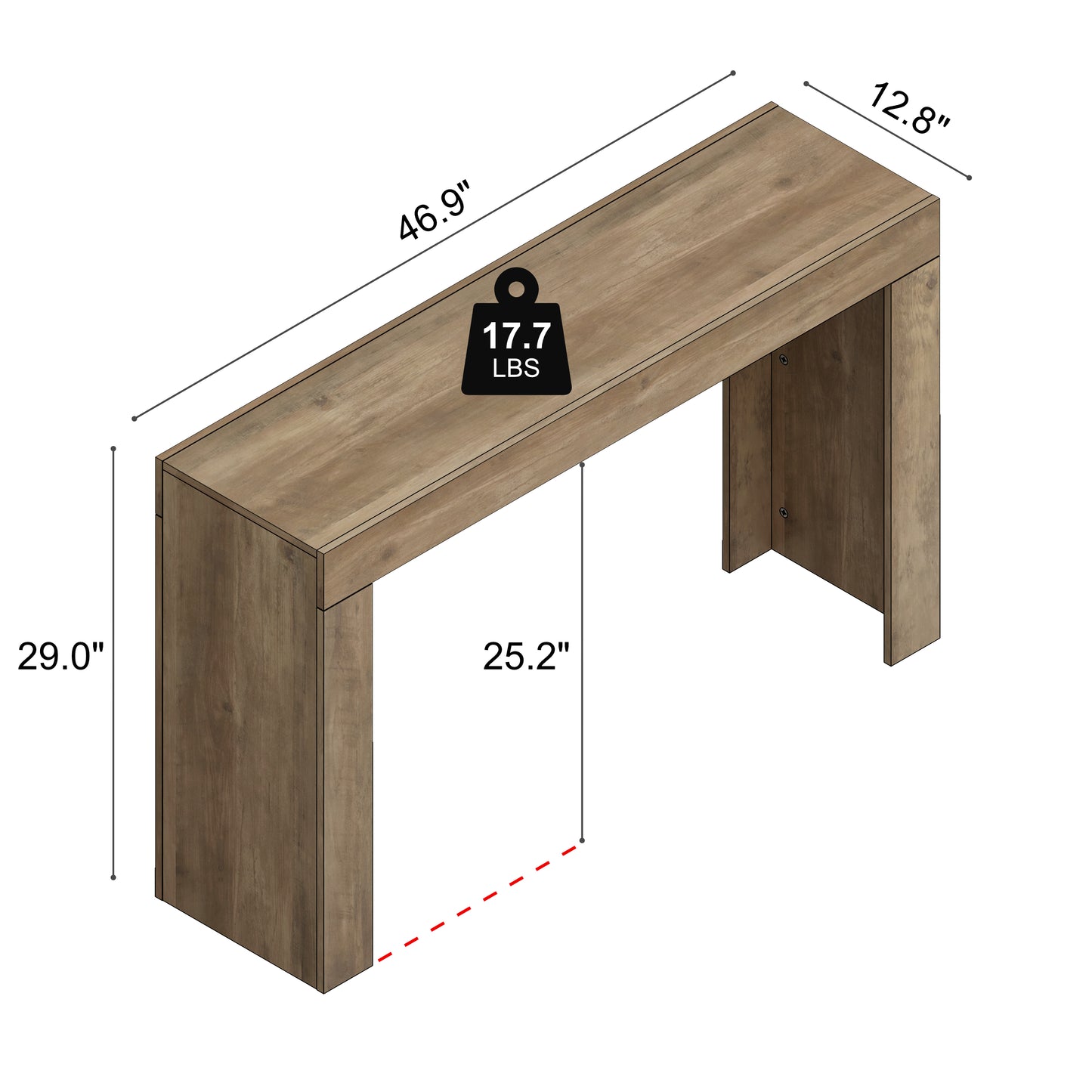 Galano Console Table with Slim Rectangular Top 46.9" W x 12.8" D x 29" H