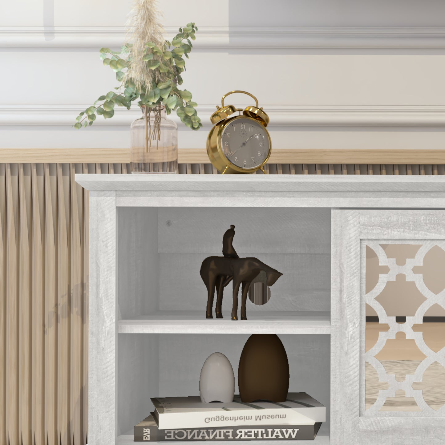 Galanp TV Stand with Mirrored Door Storage 68.2 W" × 17.1 D" × 23.7 H"