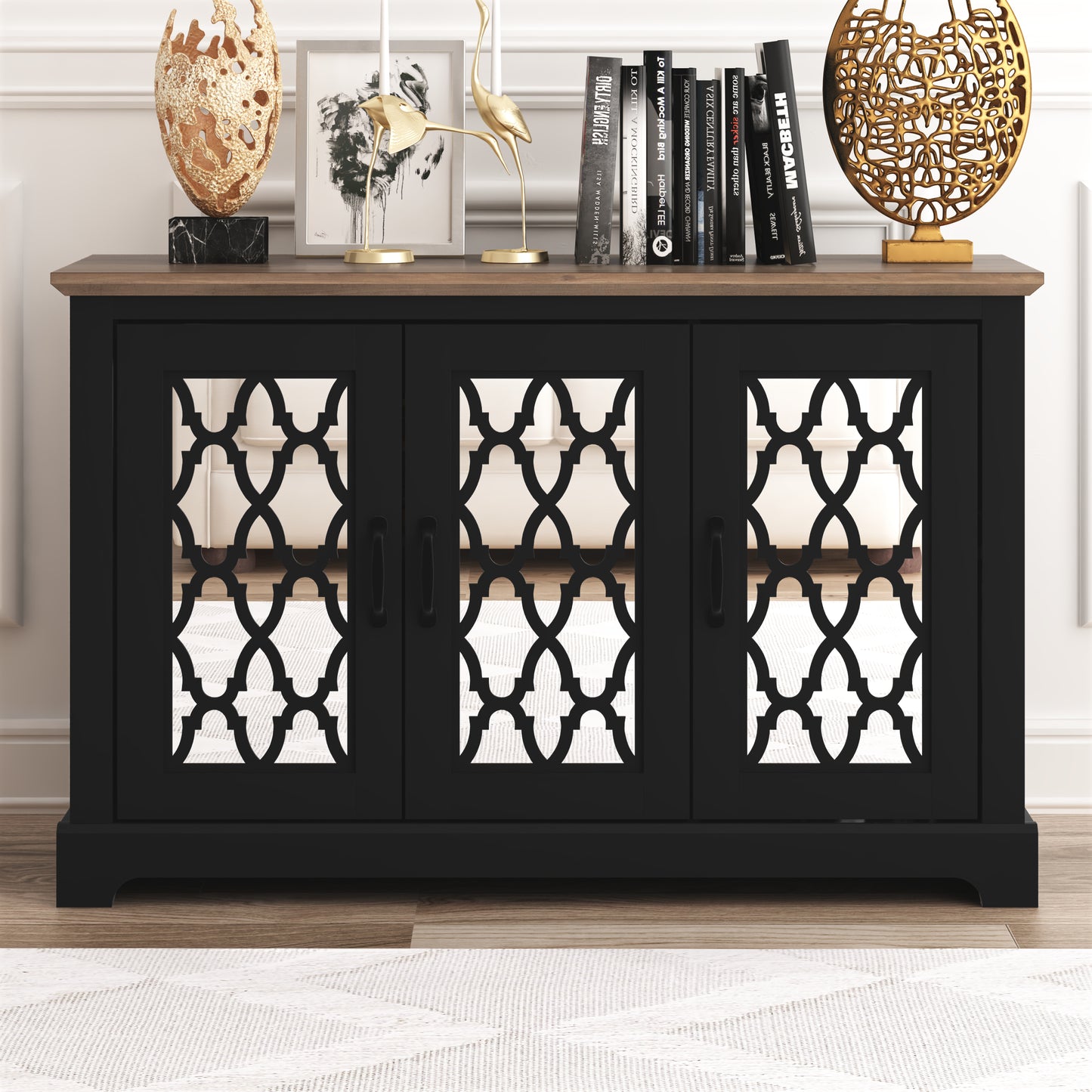 Galano sideboard with acrylic lattice doors in dusty gray oak 45.7" W × 15.7" D × 29.3" H