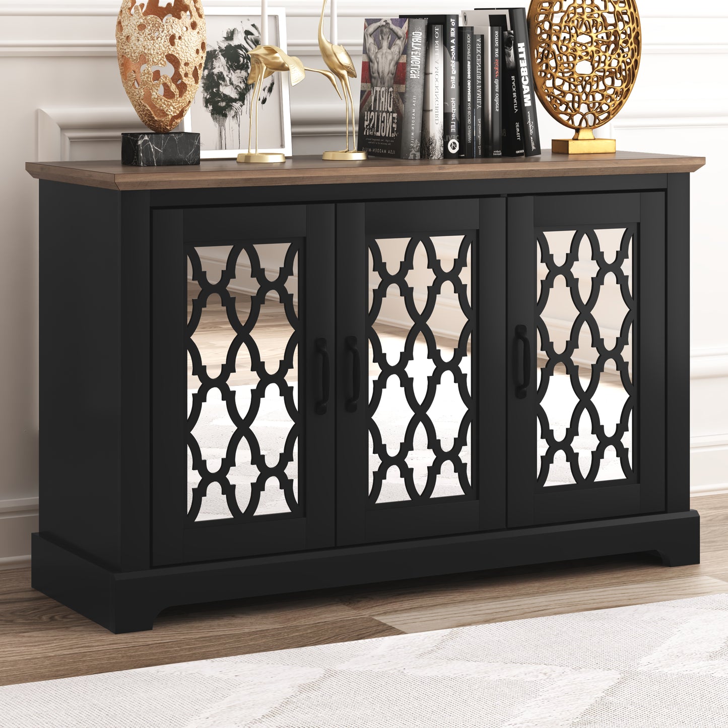 Galano sideboard with acrylic lattice doors in dusty gray oak 45.7" W × 15.7" D × 29.3" H
