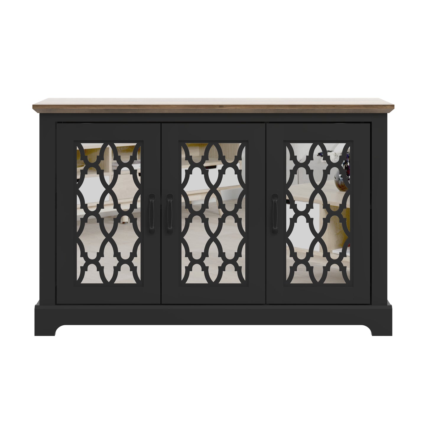 Galano sideboard with acrylic lattice doors in dusty gray oak 45.7" W × 15.7" D × 29.3" H