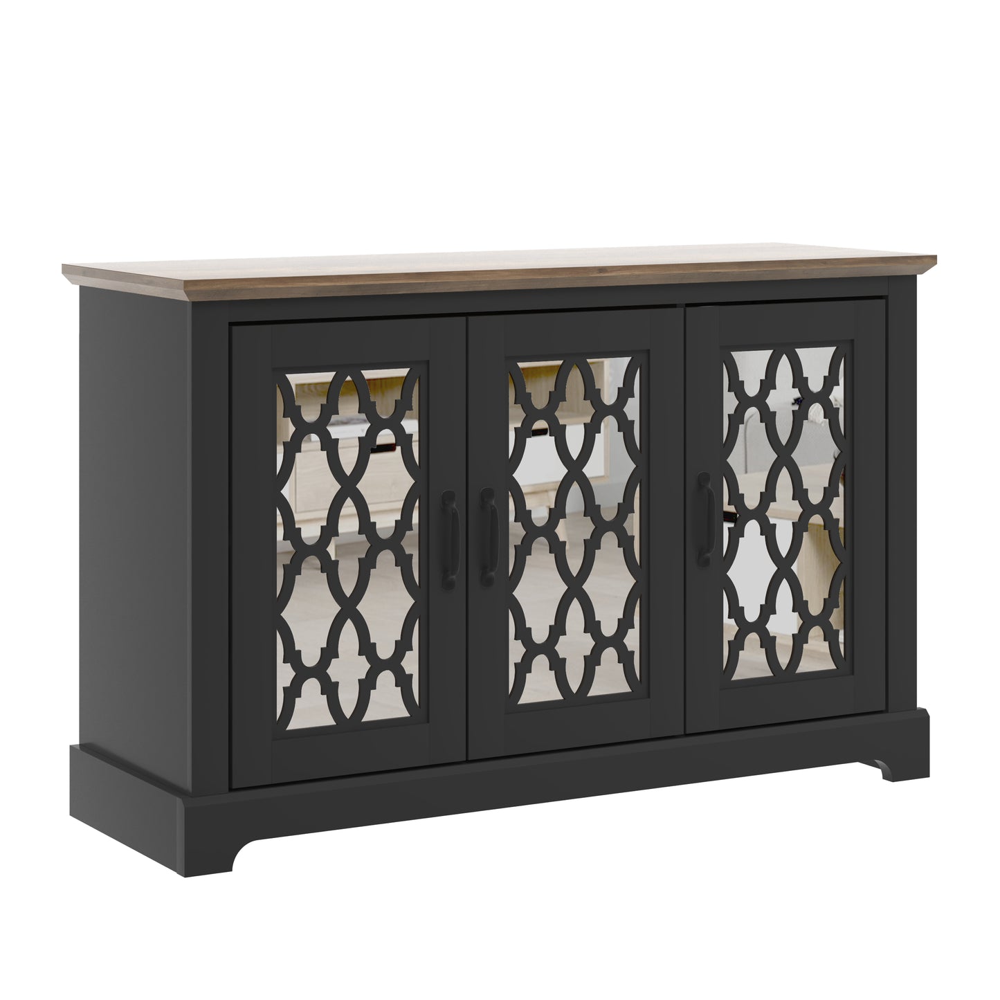 Galano sideboard with acrylic lattice doors in dusty gray oak 45.7" W × 15.7" D × 29.3" H