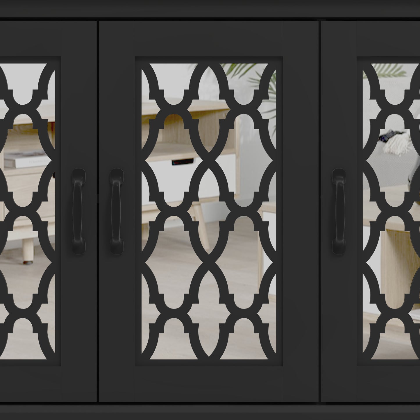 Galano sideboard with acrylic lattice doors in dusty gray oak 45.7" W × 15.7" D × 29.3" H