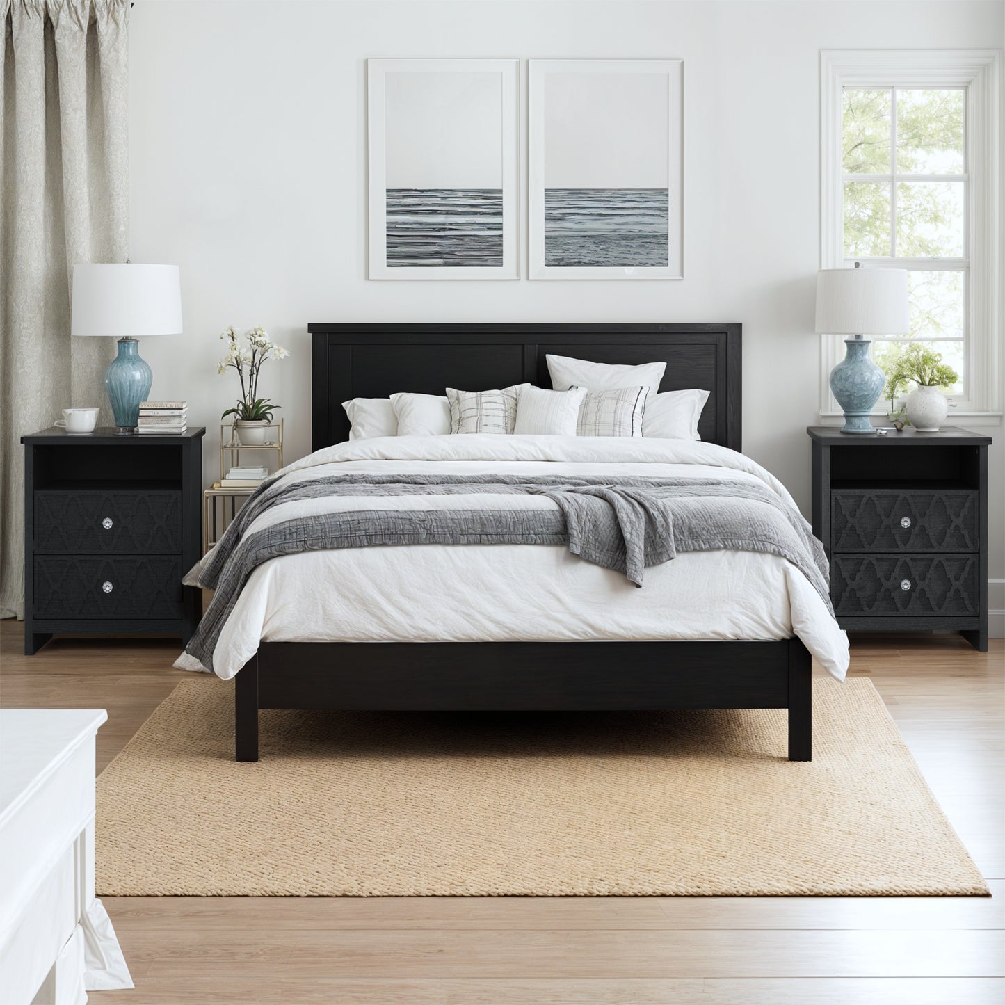 Galano Modern 2-Drawer Nightstands with Storage Shelf Set of 2 22.8" W × 15.7" D × 26.8" H