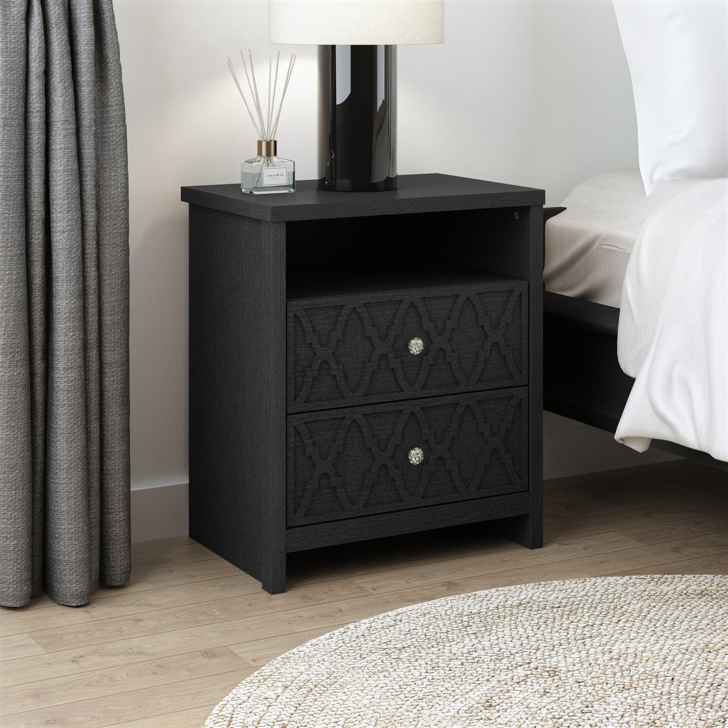 Galano Modern 2-Drawer Nightstands with Storage Shelf Set of 2 22.8" W × 15.7" D × 26.8" H