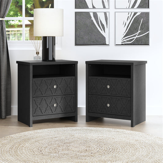 Galano Modern 2-Drawer Nightstands with Storage Shelf Set of 2 22.8" W × 15.7" D × 26.8" H
