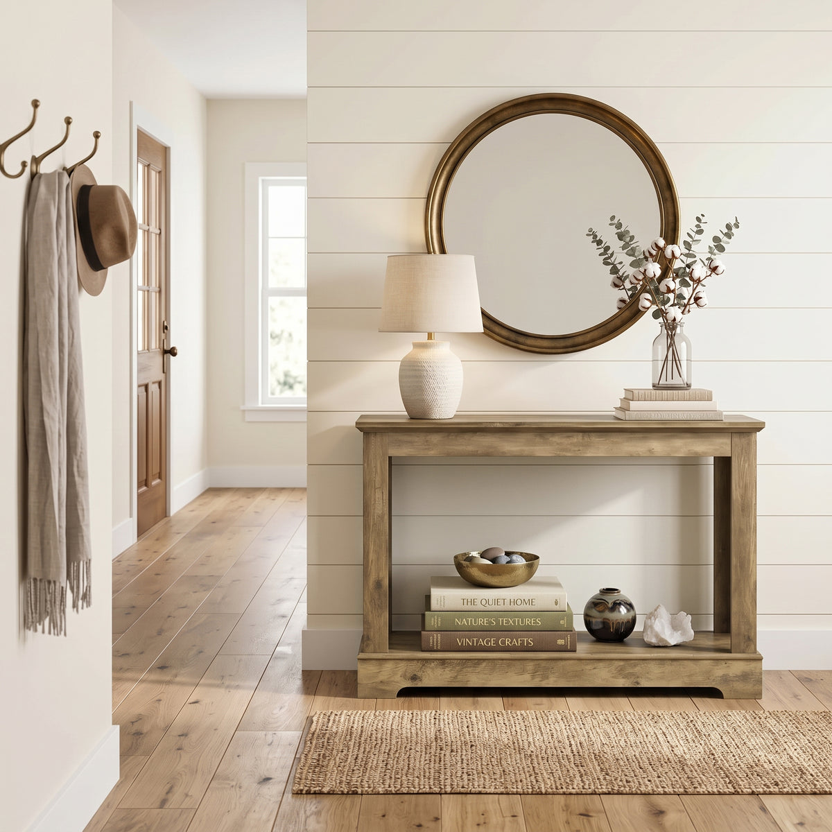 Galano 42.1" Traditional Wood Console Table with Decorative Cutout Panels and Storage Shelf