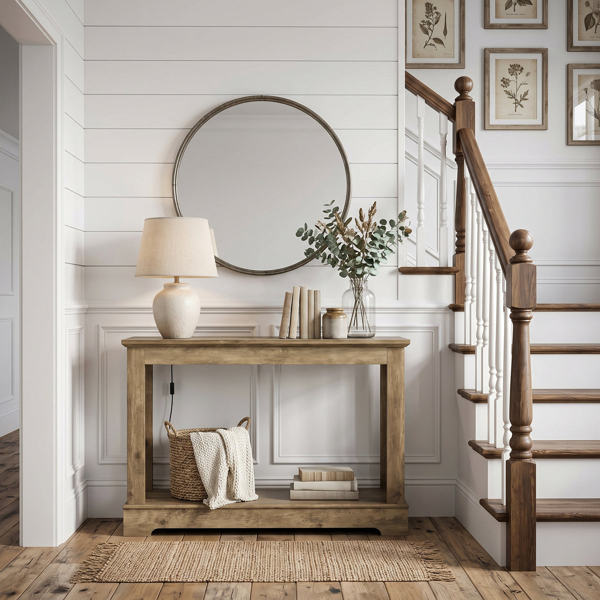 Galano 42.1" Traditional Wood Console Table with Decorative Cutout Panels and Storage Shelf