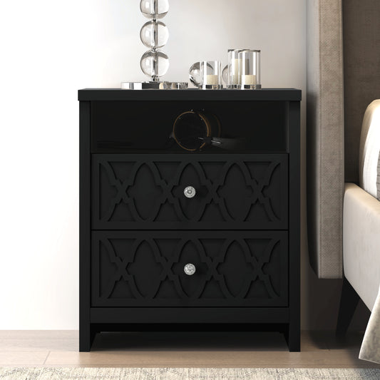 Galano 2-Drawer Nightstand with Open Shelf 22.8" W × 15.7" D × 26.8" H