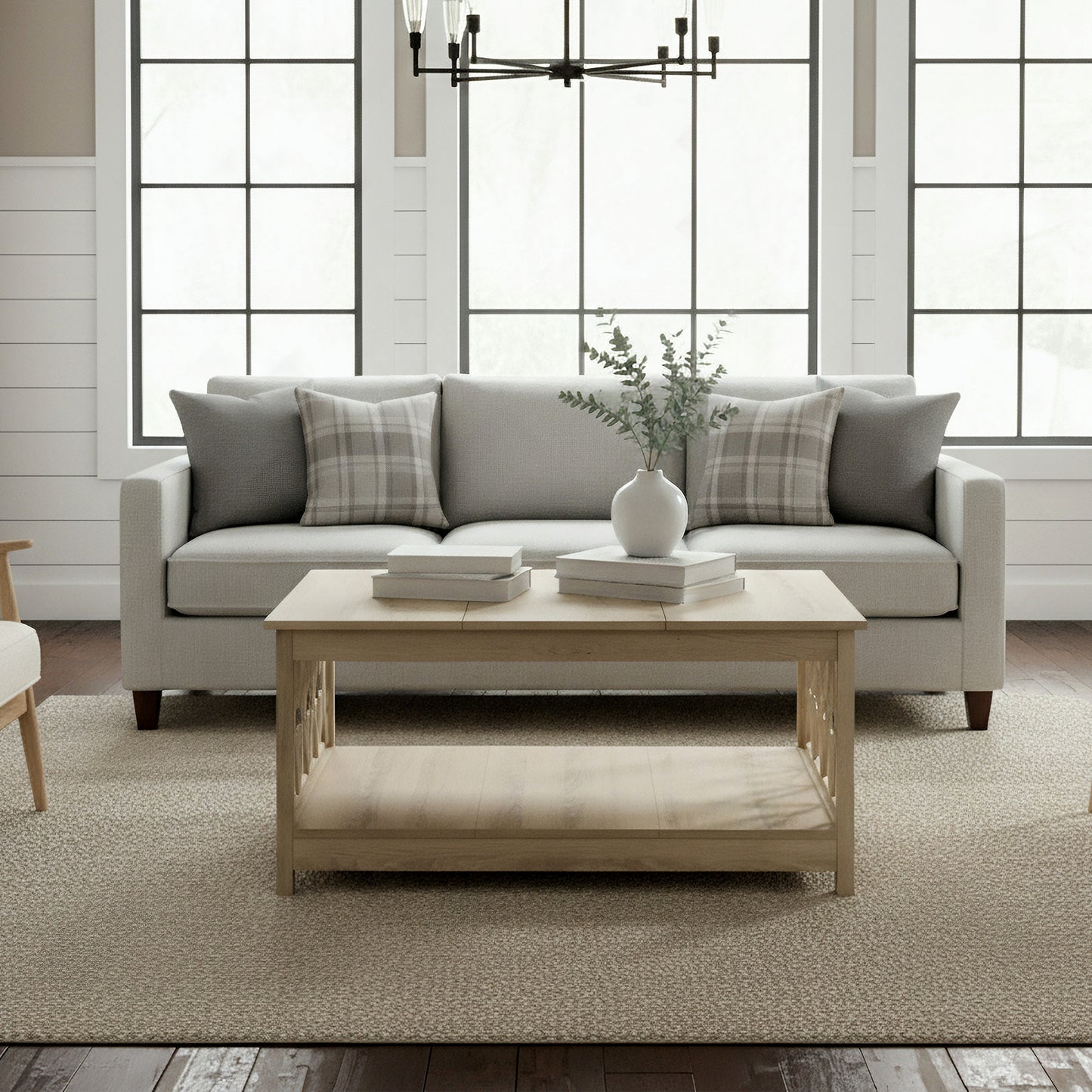 Galano Square Coffee Table with Open Cubby Storage 34.8" W × 34.9" D × 17.1" H