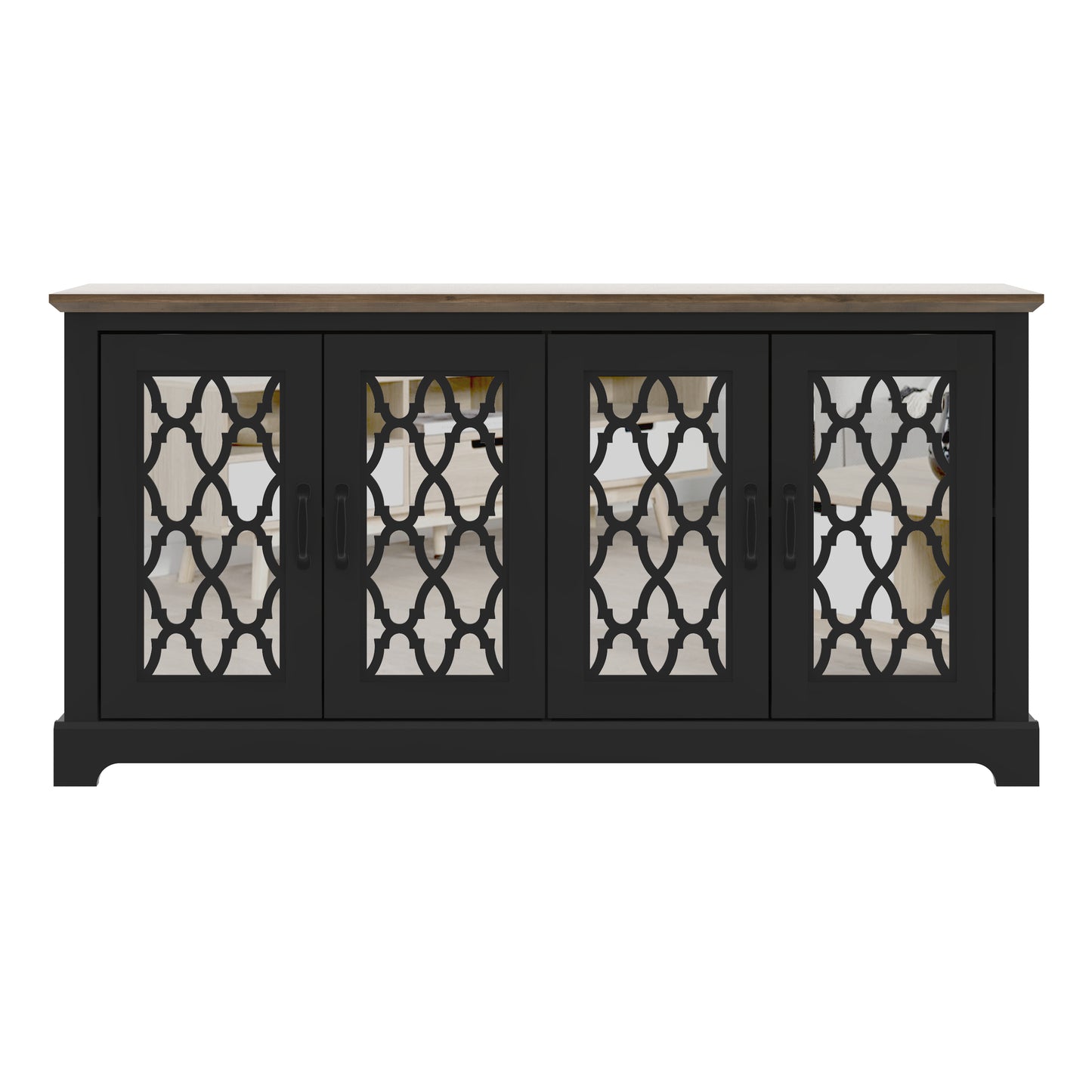 Galano TV Stand with Mirrored Door Storage 68.2" W × 17.1" D × 29.3" H