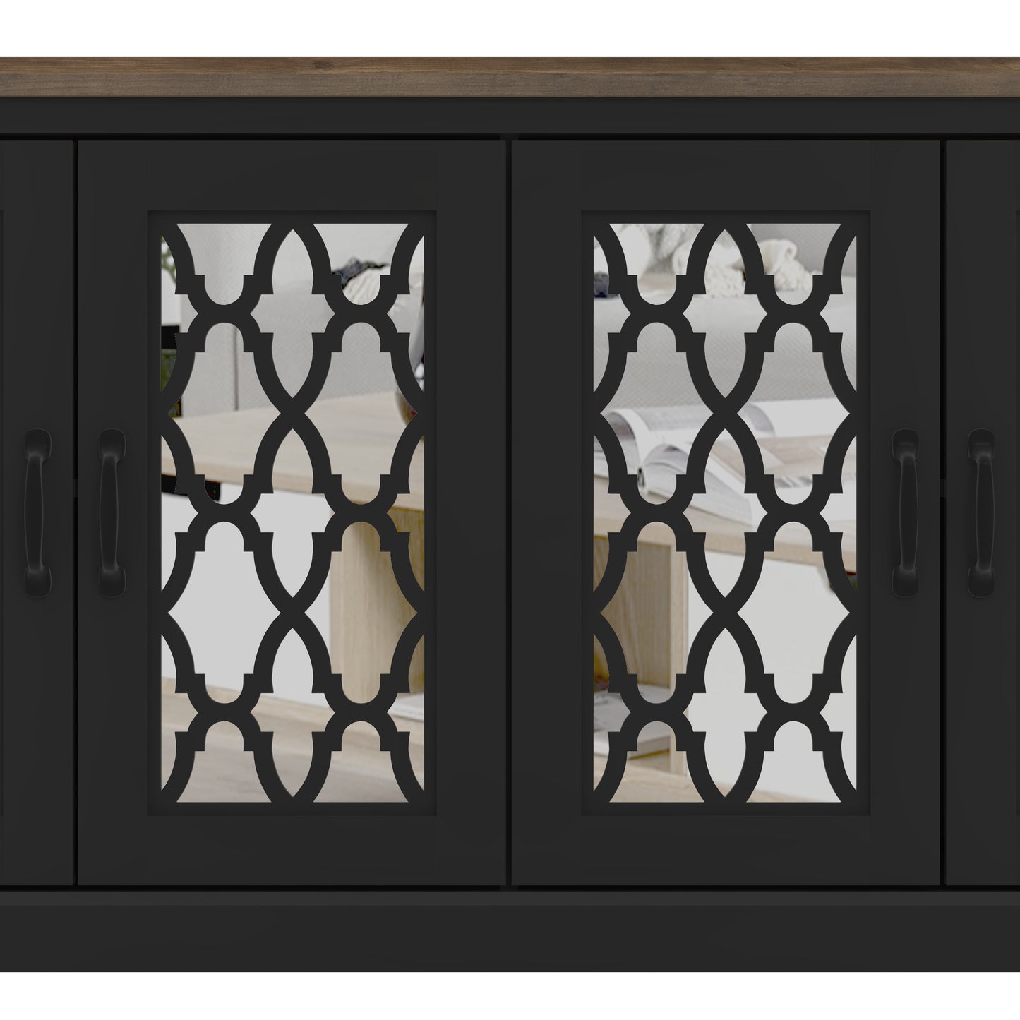 Galano TV Stand with Mirrored Door Storage 68.2" W × 17.1" D × 29.3" H