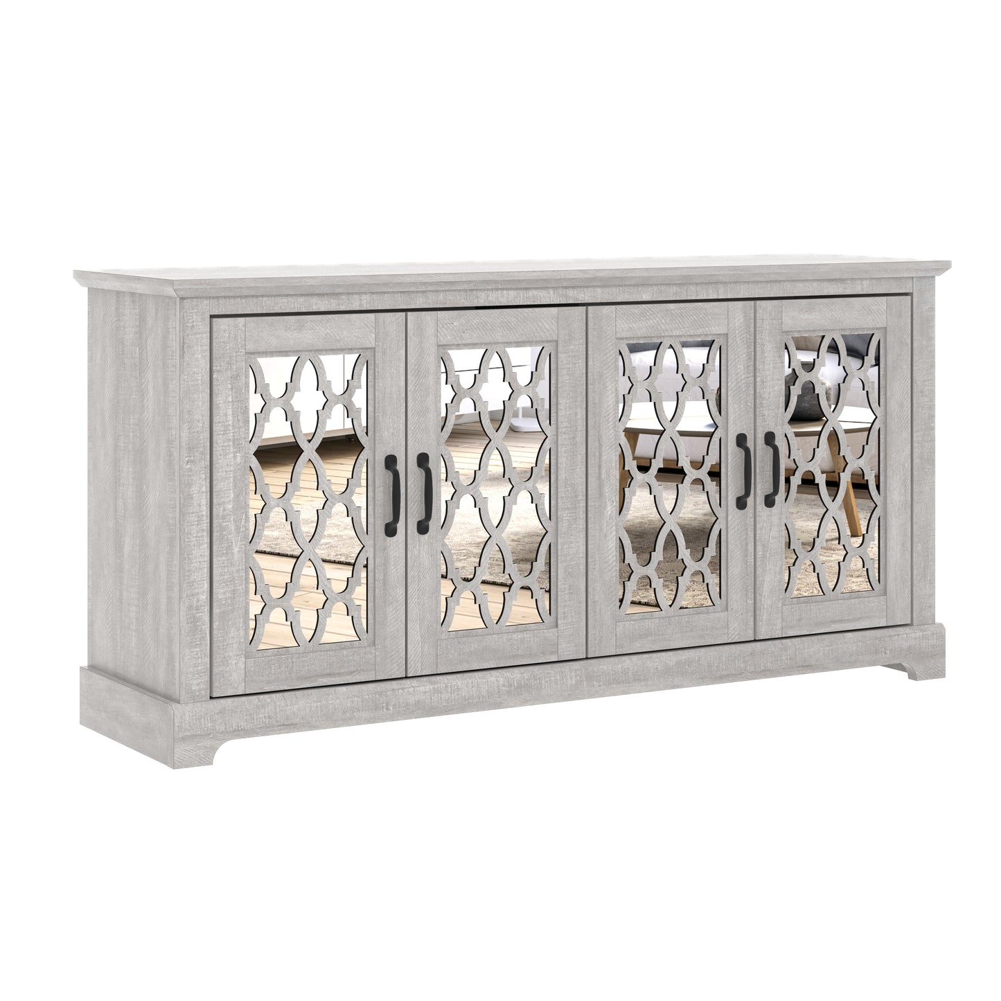 Galano TV Stand with Mirrored Door Storage 68.2" W × 17.1" D × 29.3" H