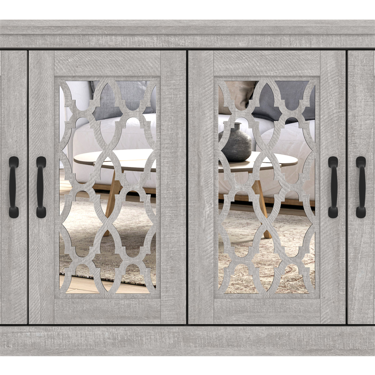 GALANO TV Stand for TVs up to 65" with Mirrored Doors, 1pc