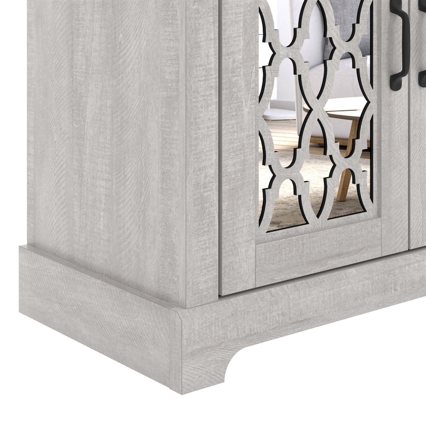 Galano TV Stand with Mirrored Door Storage 68.2" W × 17.1" D × 29.3" H