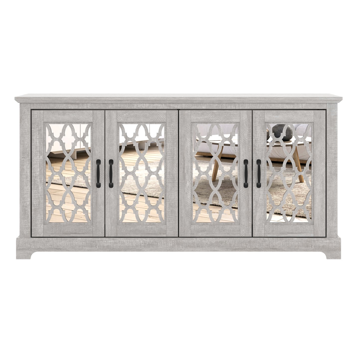 Galano TV Stand with Mirrored Door Storage 68.2" W × 17.1" D × 29.3" H