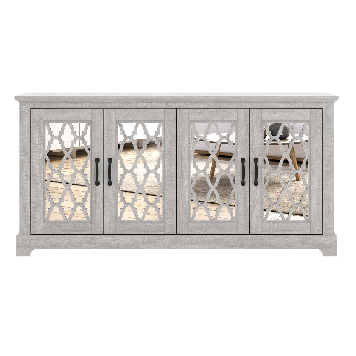 GALANO TV Stand for TVs up to 65" with Mirrored Doors, 1pc