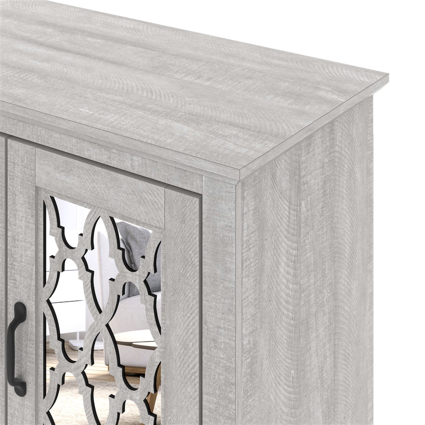 Galano TV Stand with Mirrored Door Storage 68.2" W × 17.1" D × 29.3" H