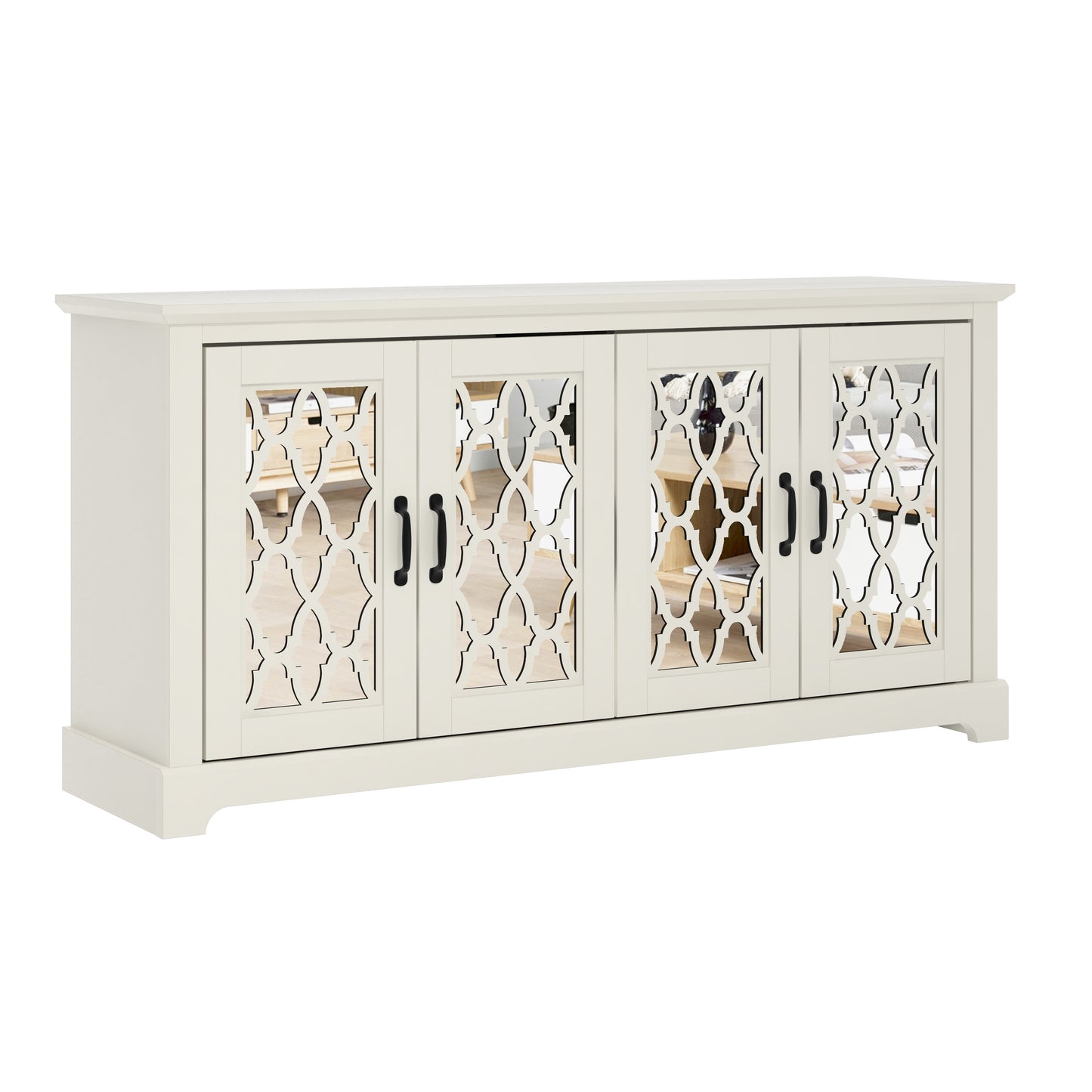 Galano TV Stand with Mirrored Door Storage 68.2" W × 17.1" D × 29.3" H