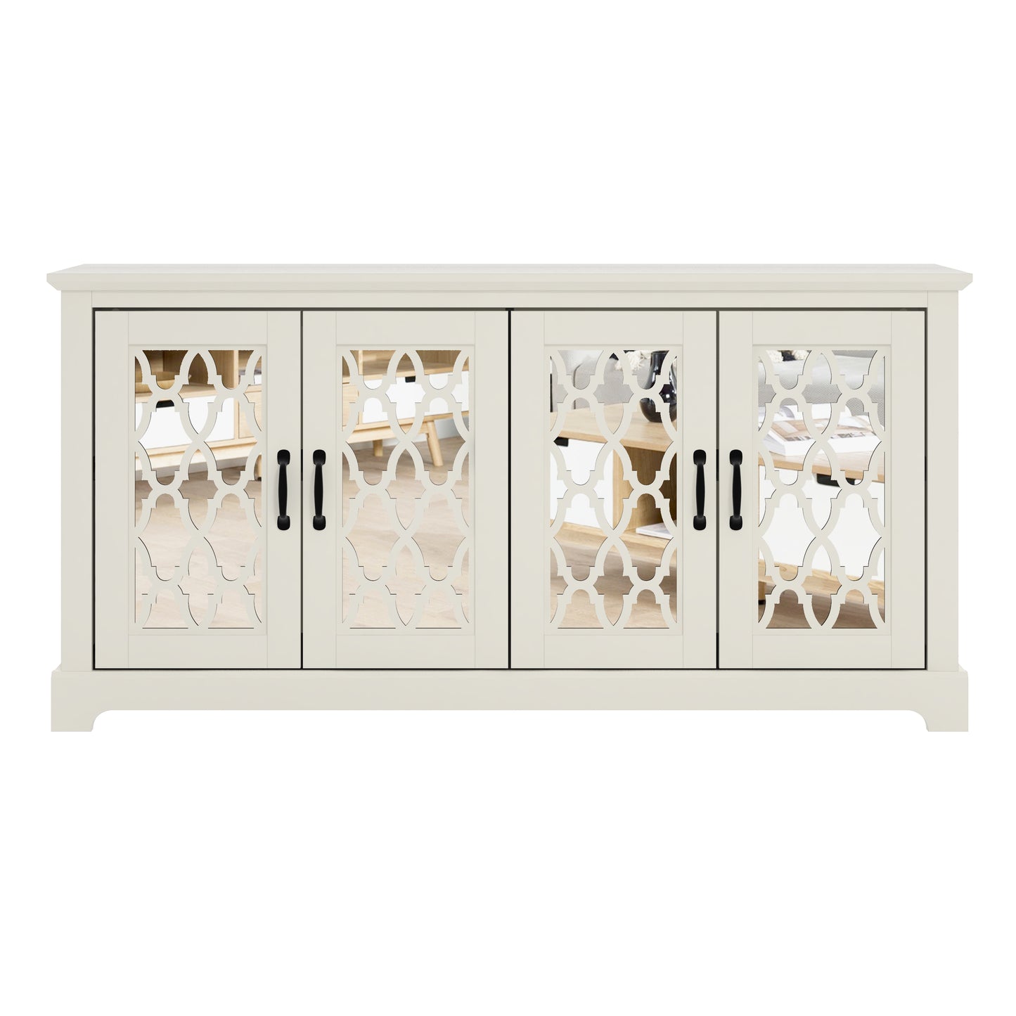 Galano TV Stand with Mirrored Door Storage 68.2" W × 17.1" D × 29.3" H