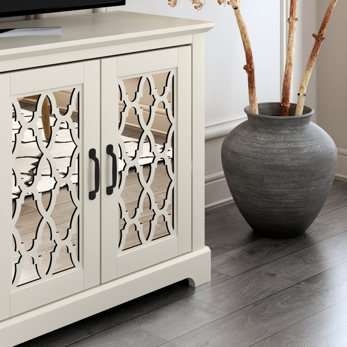 Galano TV Stand with Mirrored Door Storage 68.2" W × 17.1" D × 29.3" H