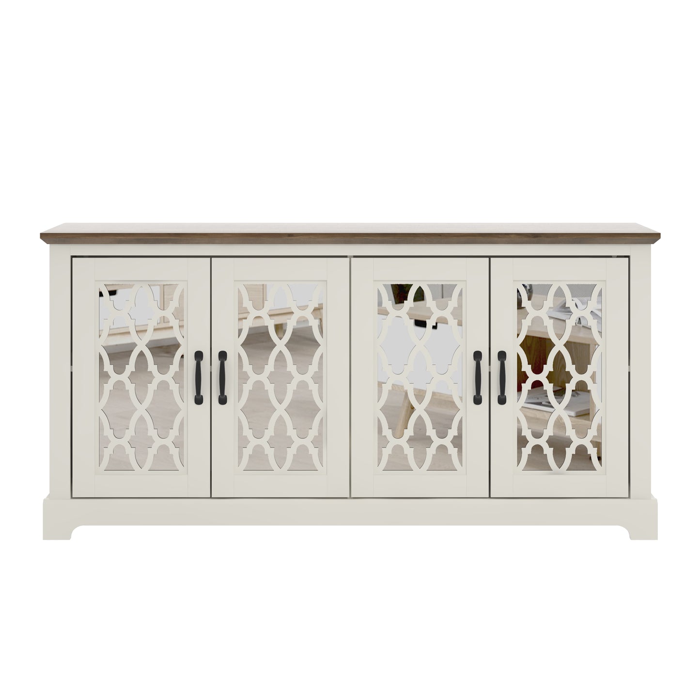 Galano TV Stand with Mirrored Door Storage 68.2" W × 17.1" D × 29.3" H