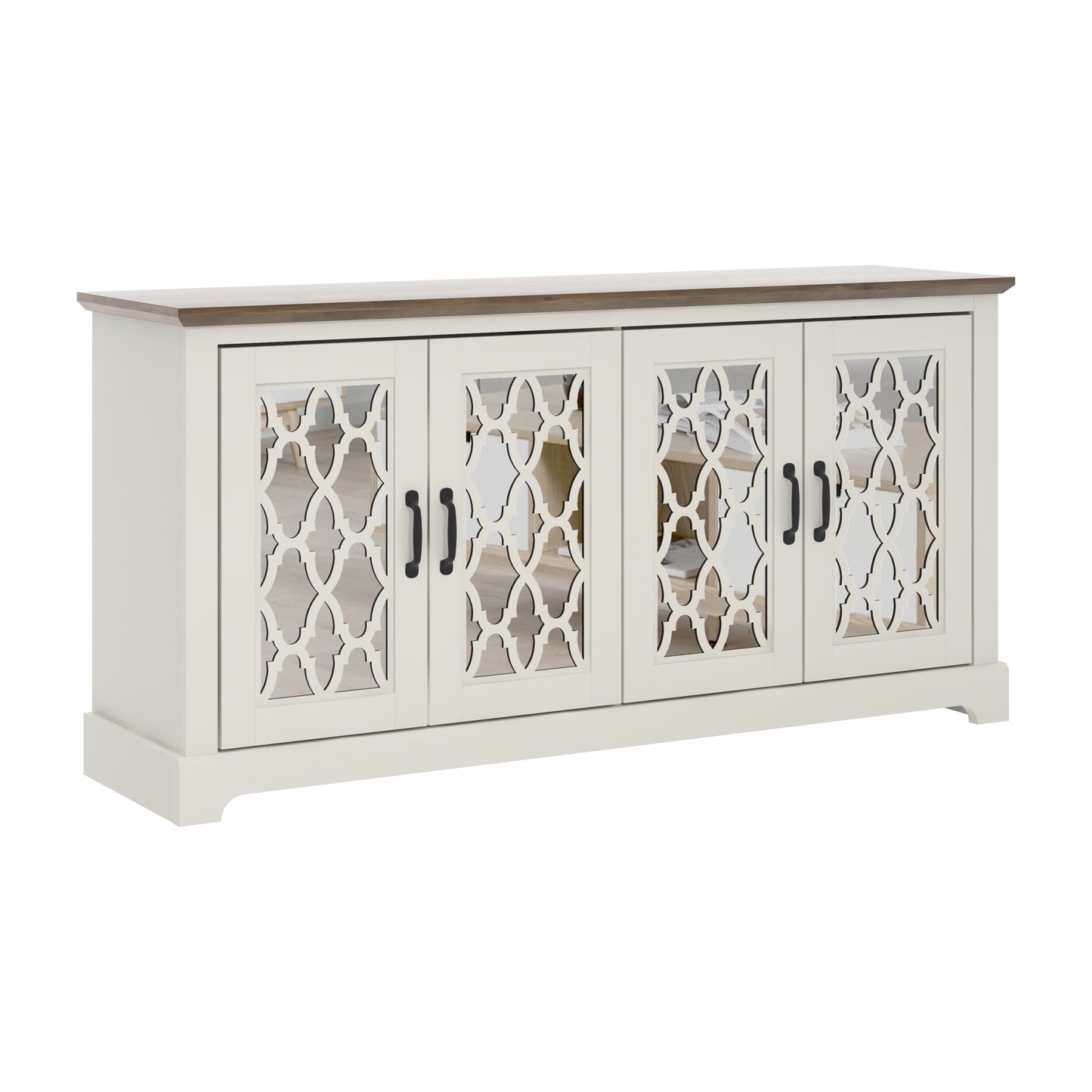 Galano TV Stand with Mirrored Door Storage 68.2" W × 17.1" D × 29.3" H