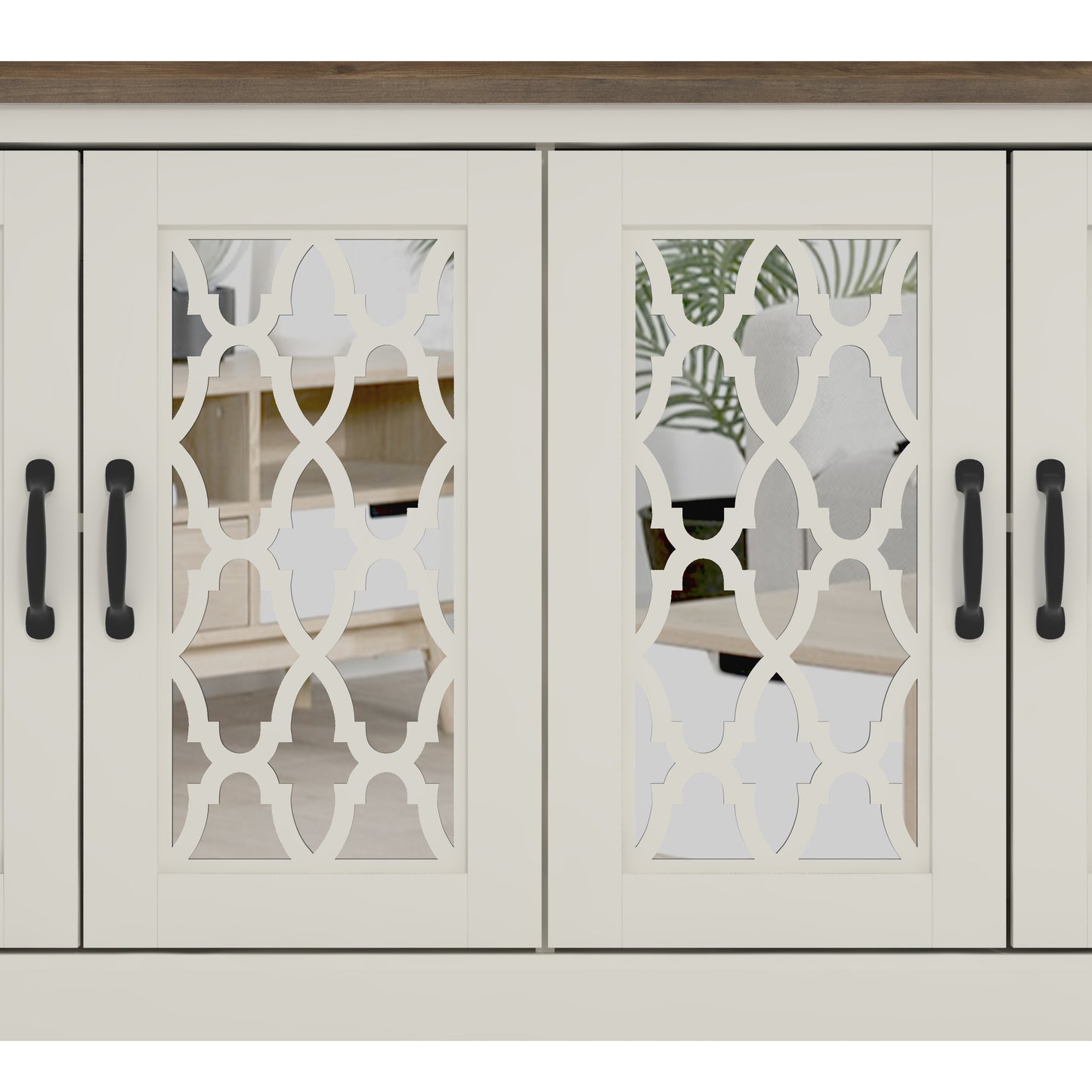 GALANO TV Stand with Mirrored Door Storage 59.6" W × 15.7" D × 29.3" H
