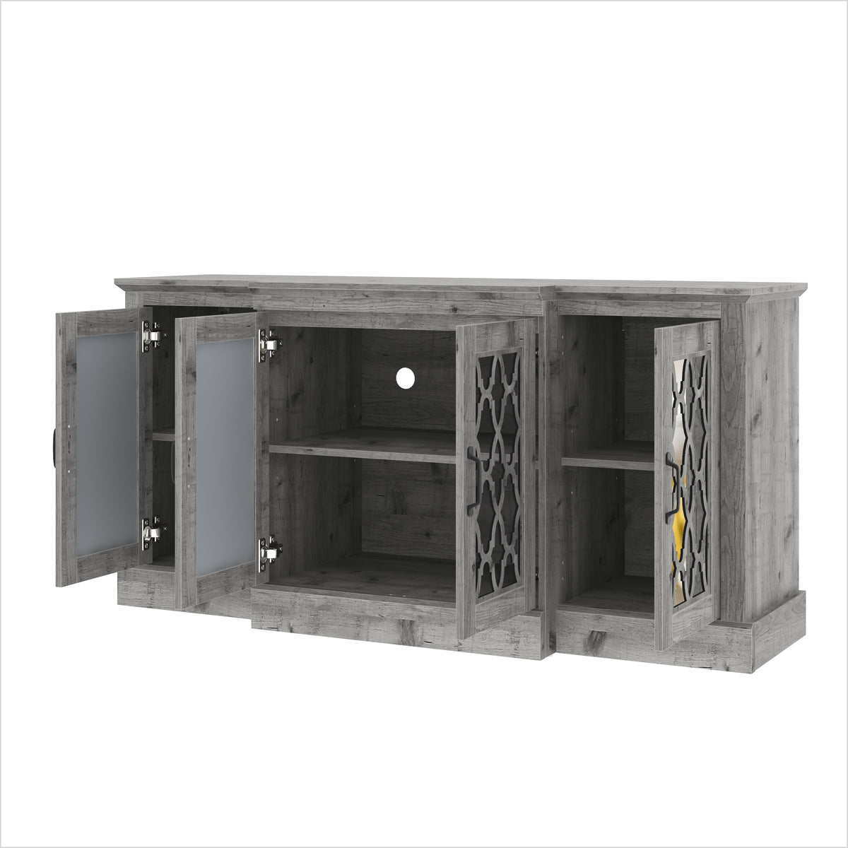 GALANO 60.4" 4-Door Sideboard Buffet with 6 Adjustable Shelves and Cable Management