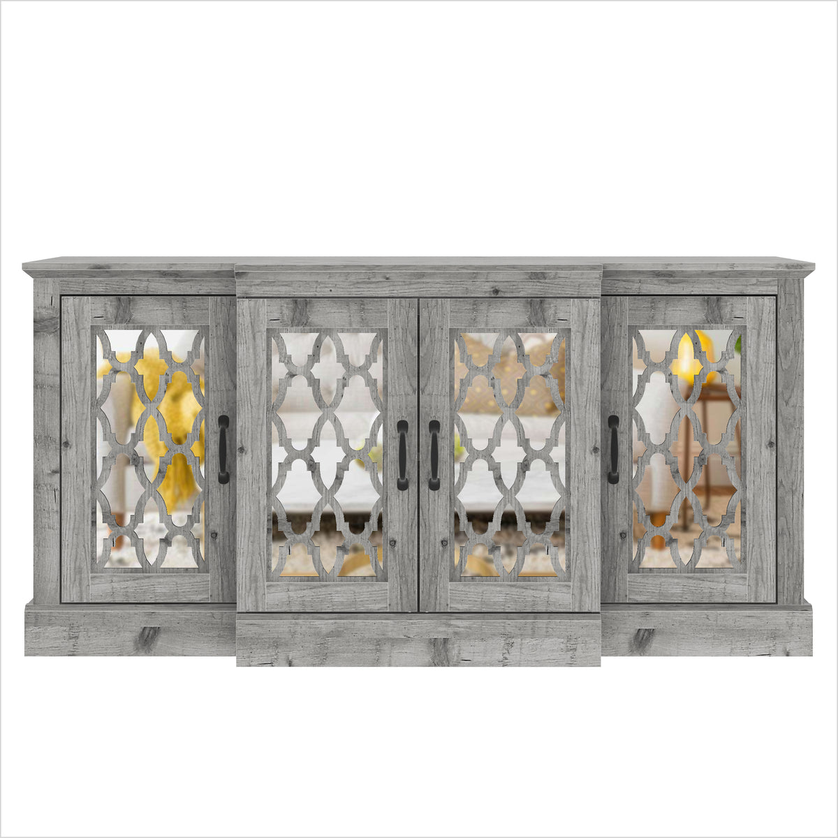 GALANO 60.4" 4-Door Sideboard Buffet with 6 Adjustable Shelves and Cable Management