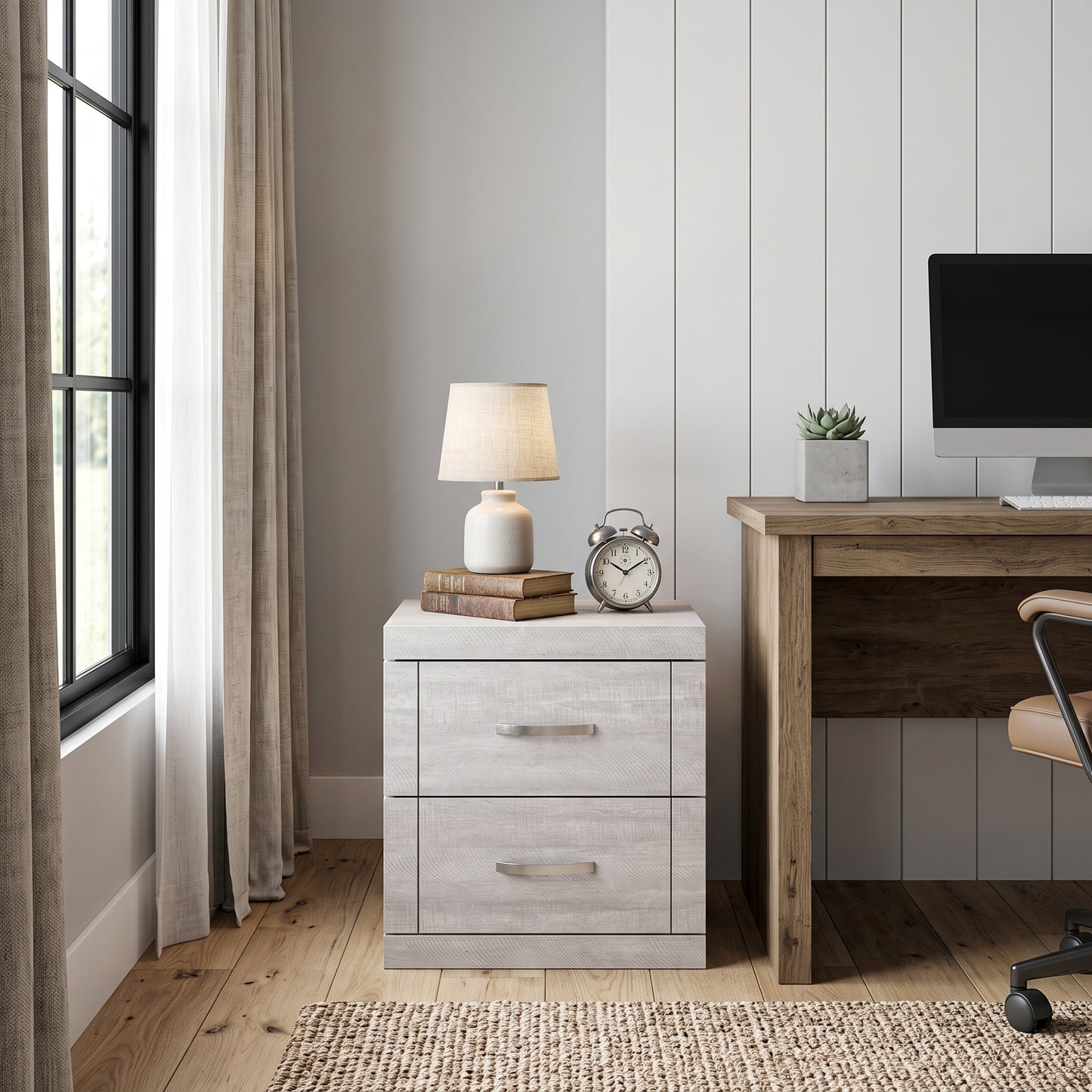 Galano Modern 2-Drawer Nightstand Bedside Table 19.0" W × 16.3" D × 20.3" H