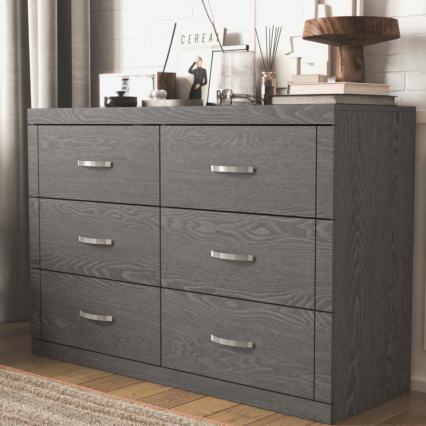 Galano 6-Drawer Double Dresser with Interlock Safety 46.5" W × 16.1" D × 31.0" H