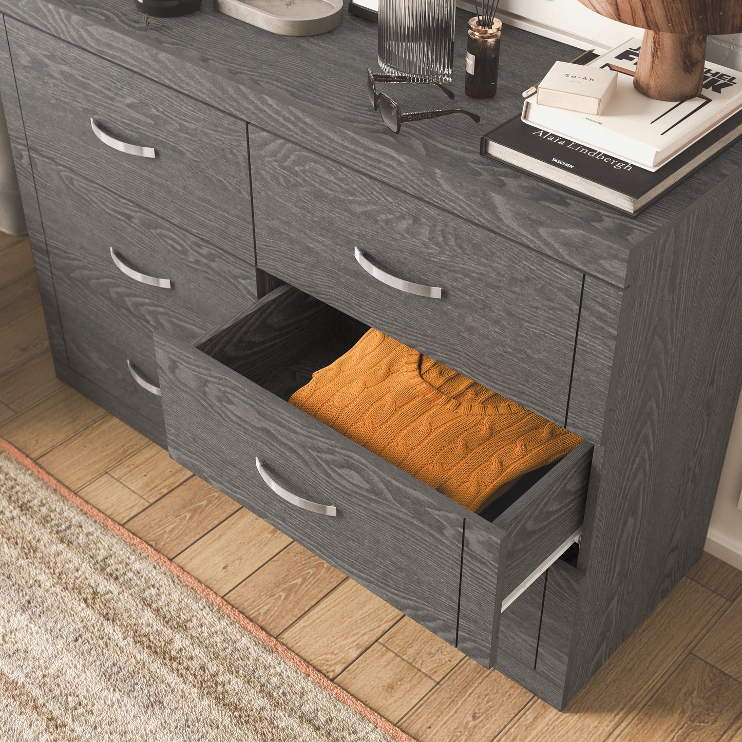 Galano 6-Drawer Double Dresser with Interlock Safety 46.5" W × 16.1" D × 31.0" H