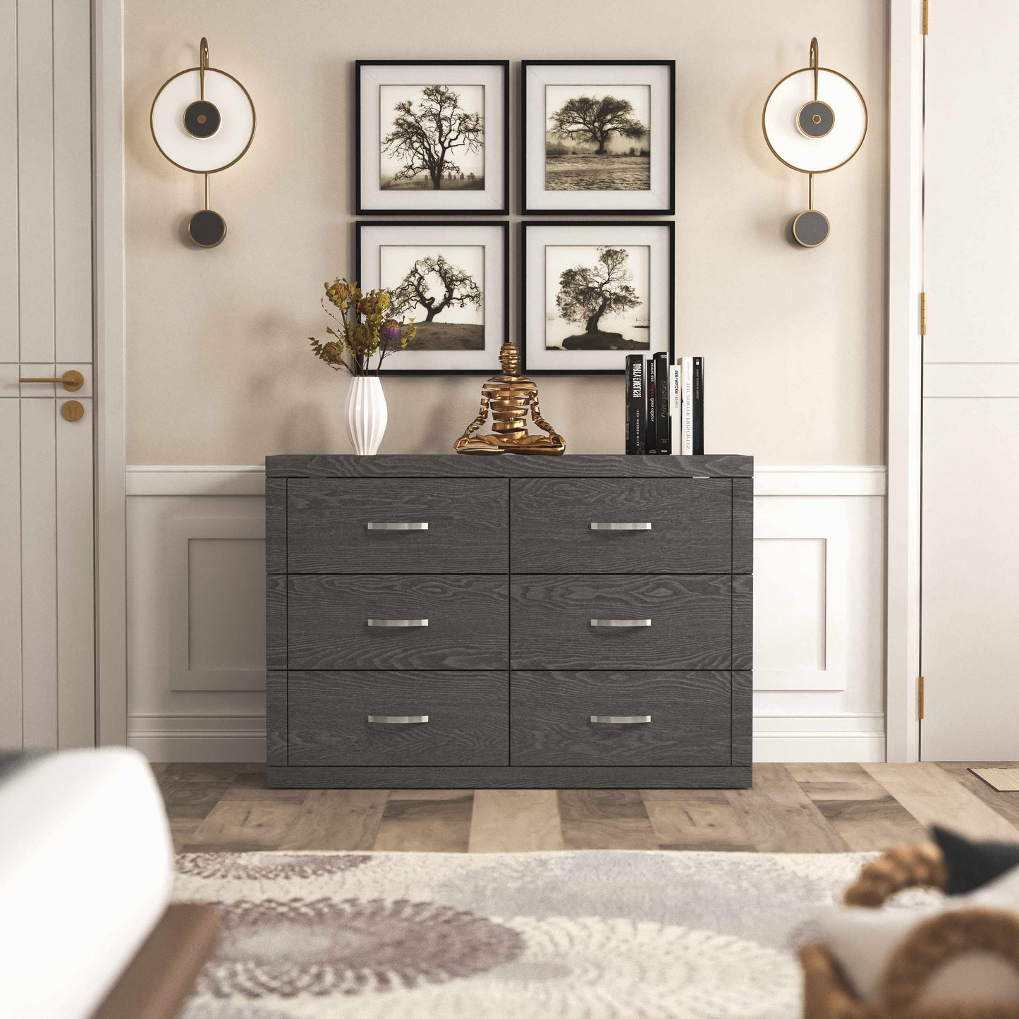 Galano 6-Drawer Double Dresser with Interlock Safety 46.5" W × 16.1" D × 31.0" H