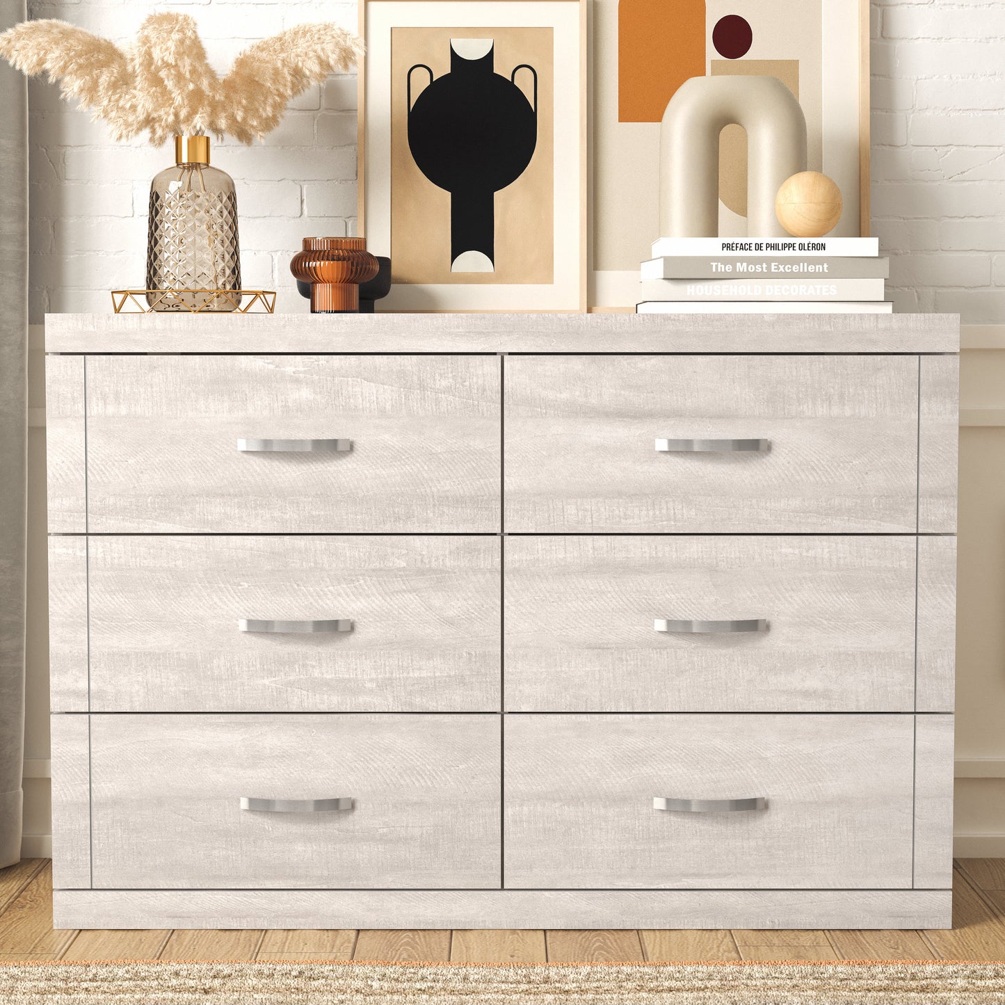 Galano 6-Drawer Double Dresser with Interlock Safety 46.5" W × 16.1" D × 31.0" H