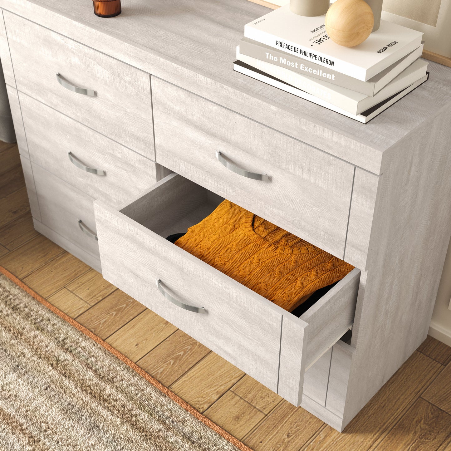 Galano 6-Drawer Double Dresser with Interlock Safety 46.5" W × 16.1" D × 31.0" H